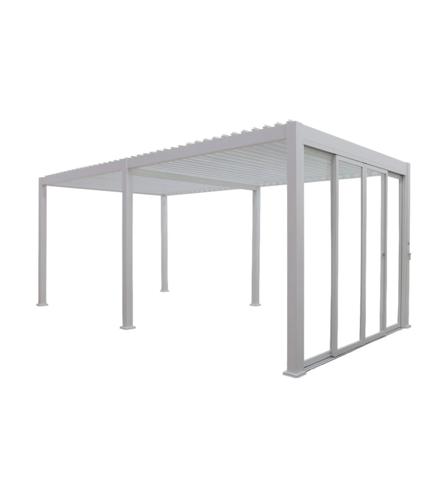 Set 4 vetri scorrevoli per pergola bioclimatica eurogarden "atena" in vetro temperato bianco lato 3 mt