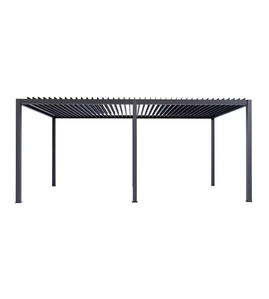 Pergola bioclimatica motorizzata giardini di maggio "quadrifoglio twin" in alluminio antracite 7,8x4x2,5 mt