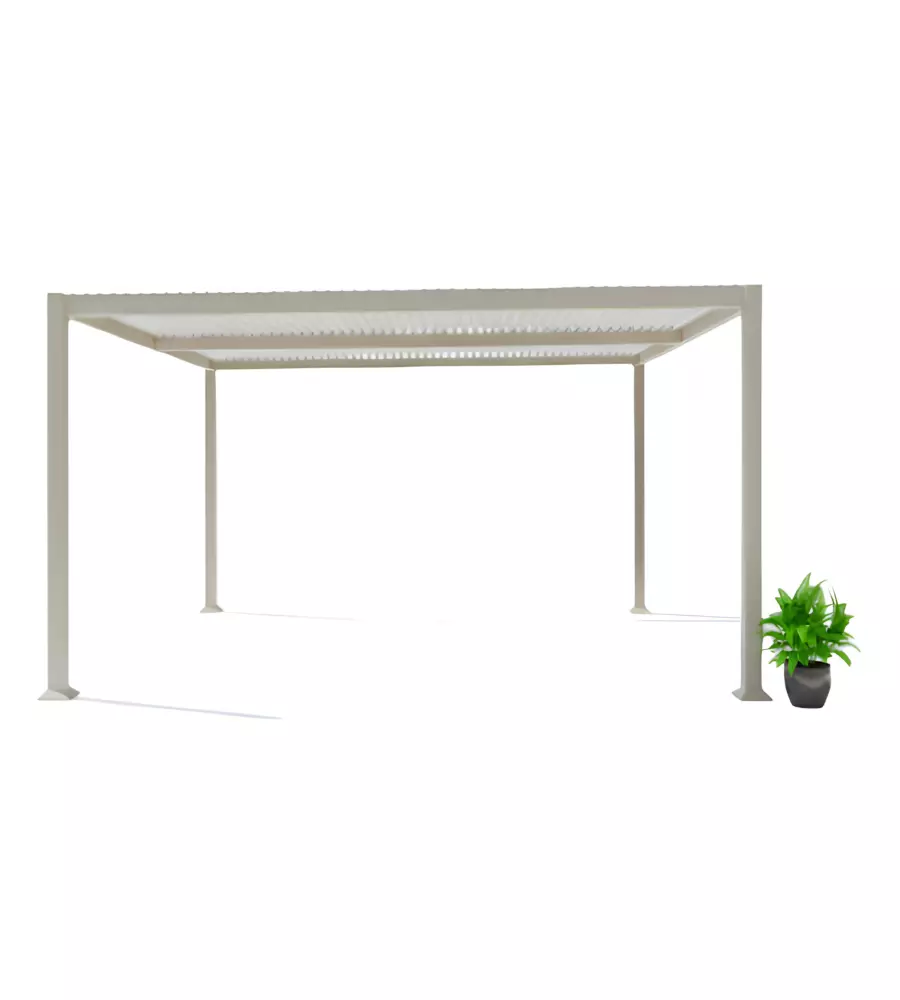 Pergola bioclimatica giardini di maggio"solanum plus" in alluminio beige 3x4x2,4 mt