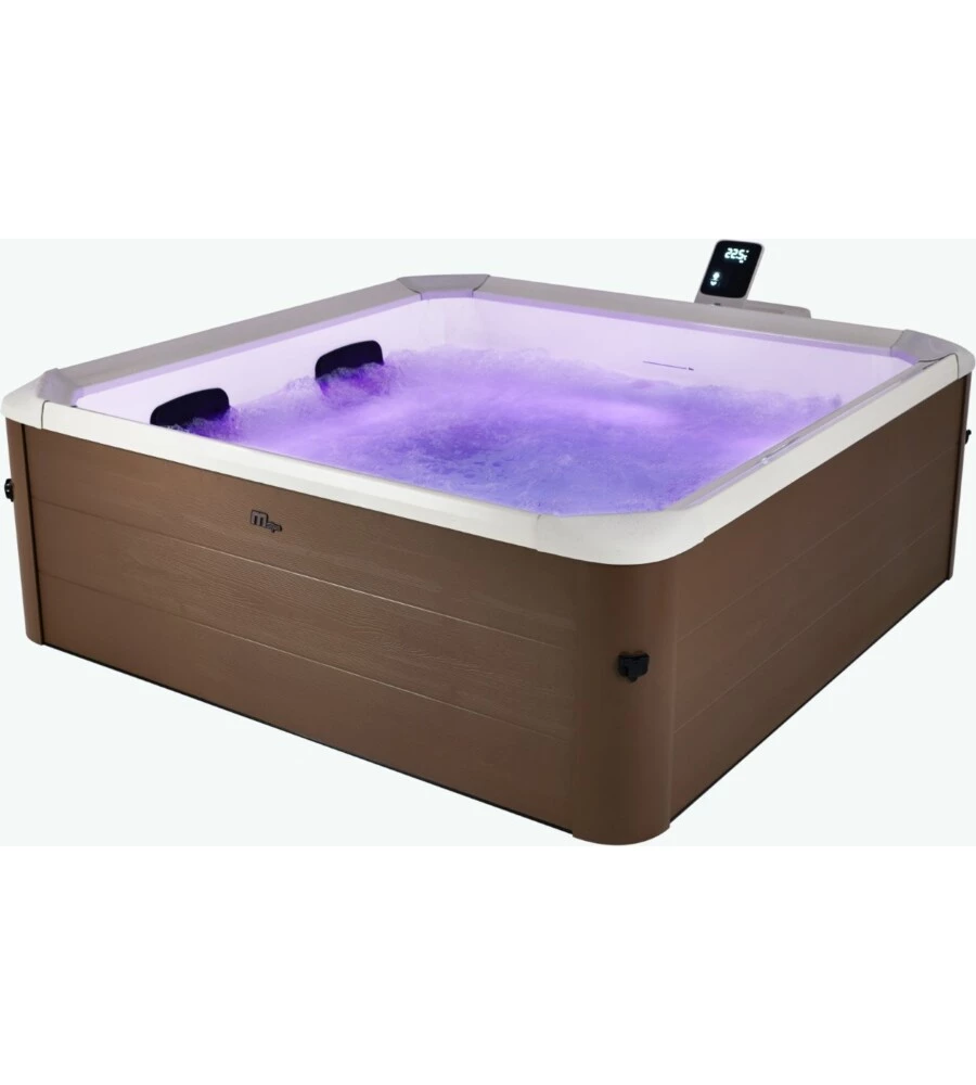 Piscina idromassaggio giardini di maggio "aero plus" marrone effetto legno 6 persone 180x180x65 cm