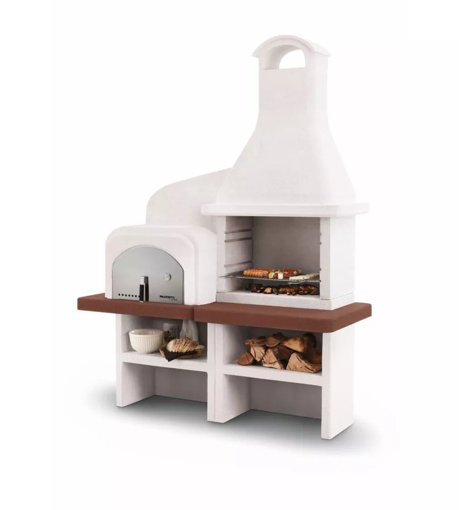 Barbecue a carbonella in cemento palazzetti "grado 2" 184x95x246 cm