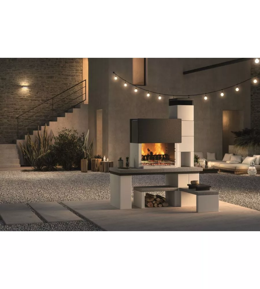 Barbecue a legna o carbonella in cemento "new york" 180x120x230 cm