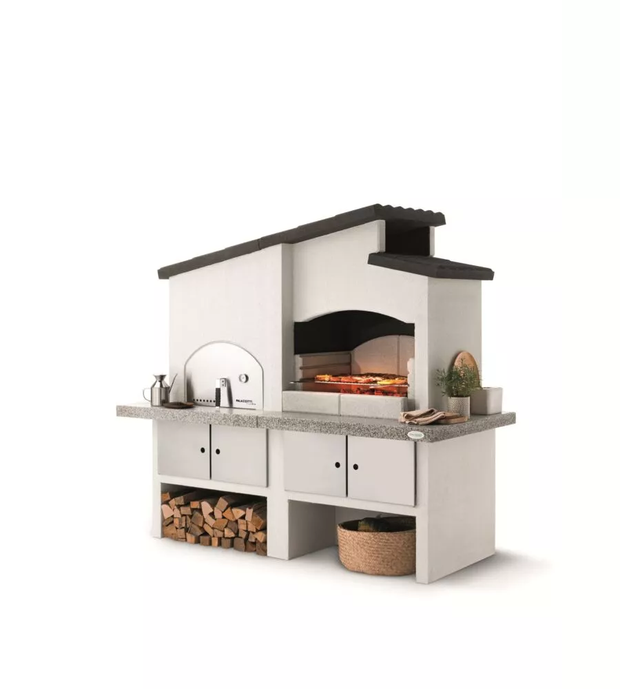 Barbecue a carbonella in cemento palazzetti "new zealand 2" 204x95x187 cm