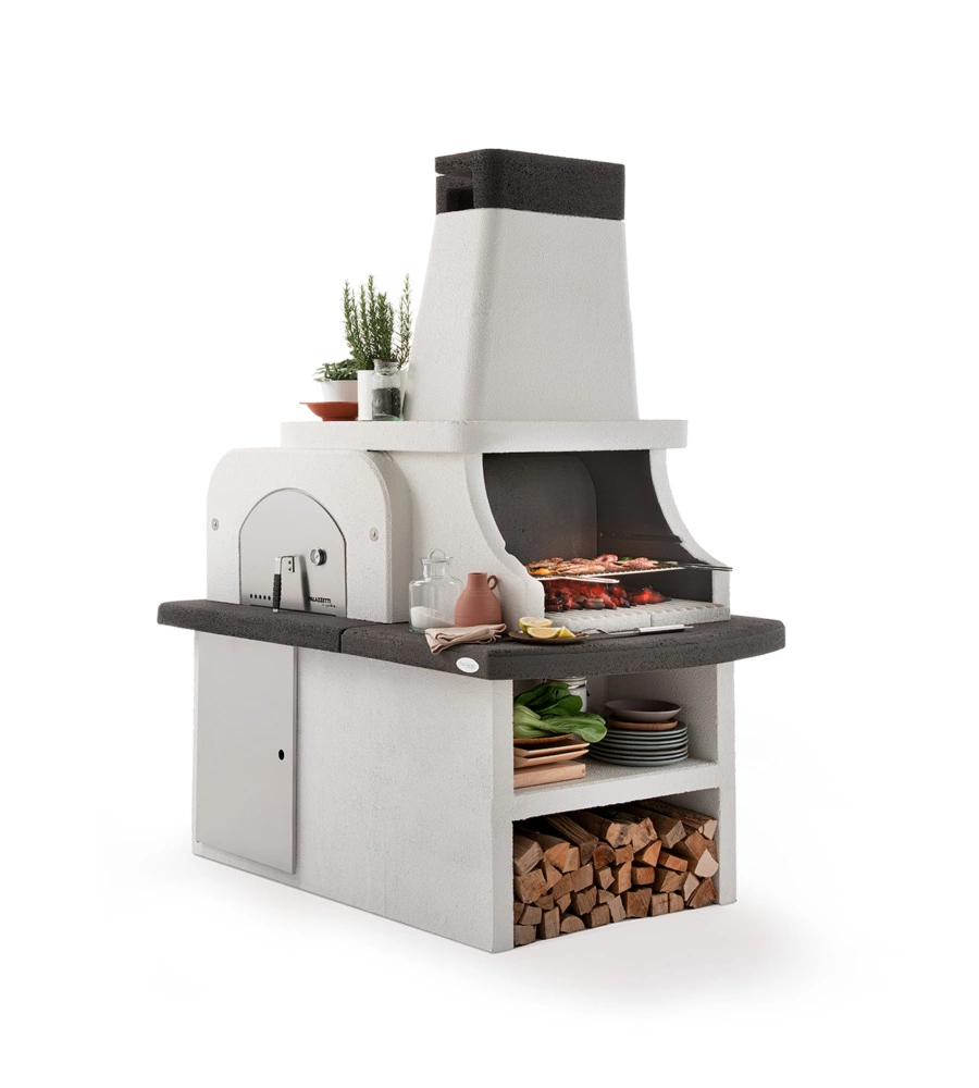 Barbecue a carbonella in cemento palazzetti "bastia" 192x112x214 cm