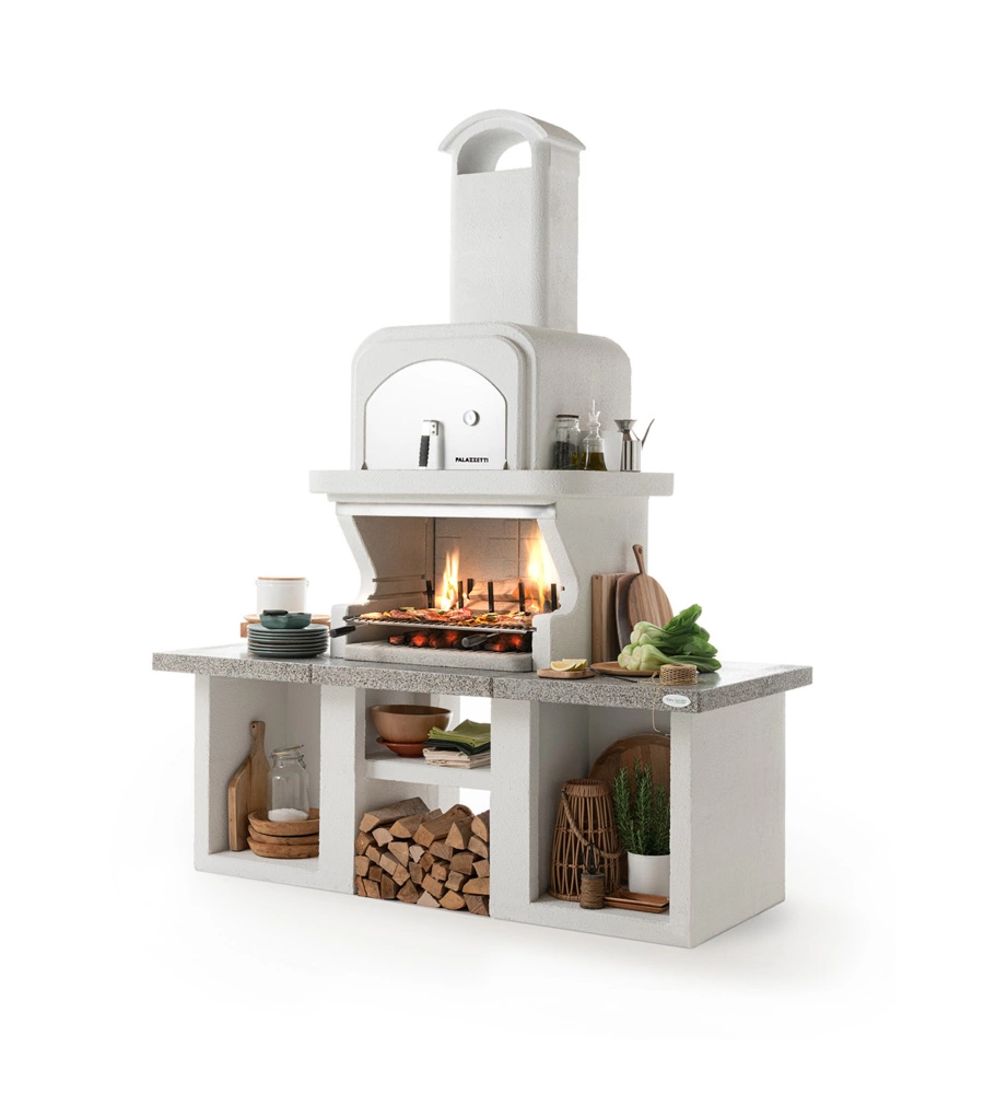Barbecue a carbonella in cemento palazzetti "pamplona" 210x90x267 cm
