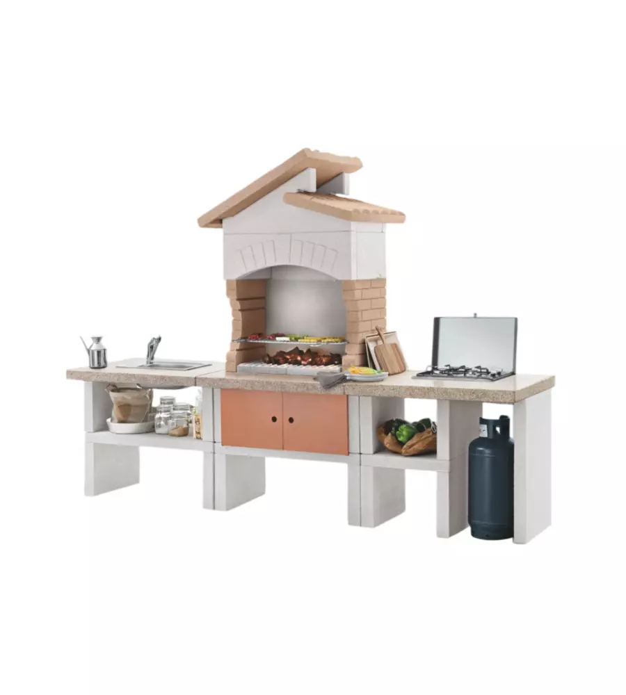Cucina da esterno palazzetti "cordoba" in cemento 270x70x193 cm