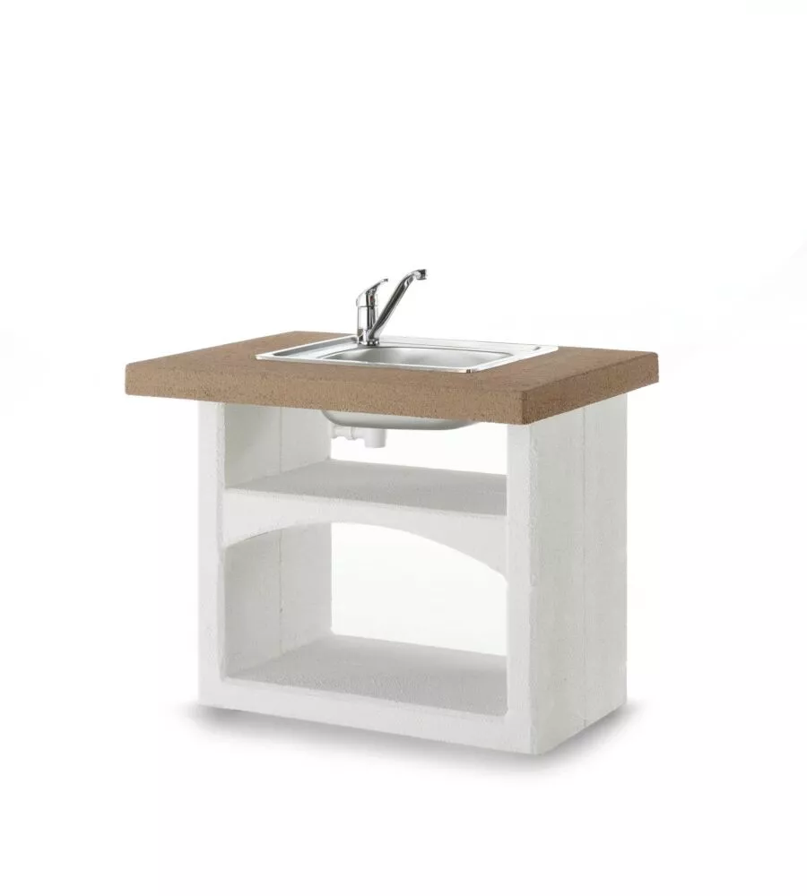 Cucina da esterno modulare palazzetti "brioni lavello" in cemento 90x70x78 cm