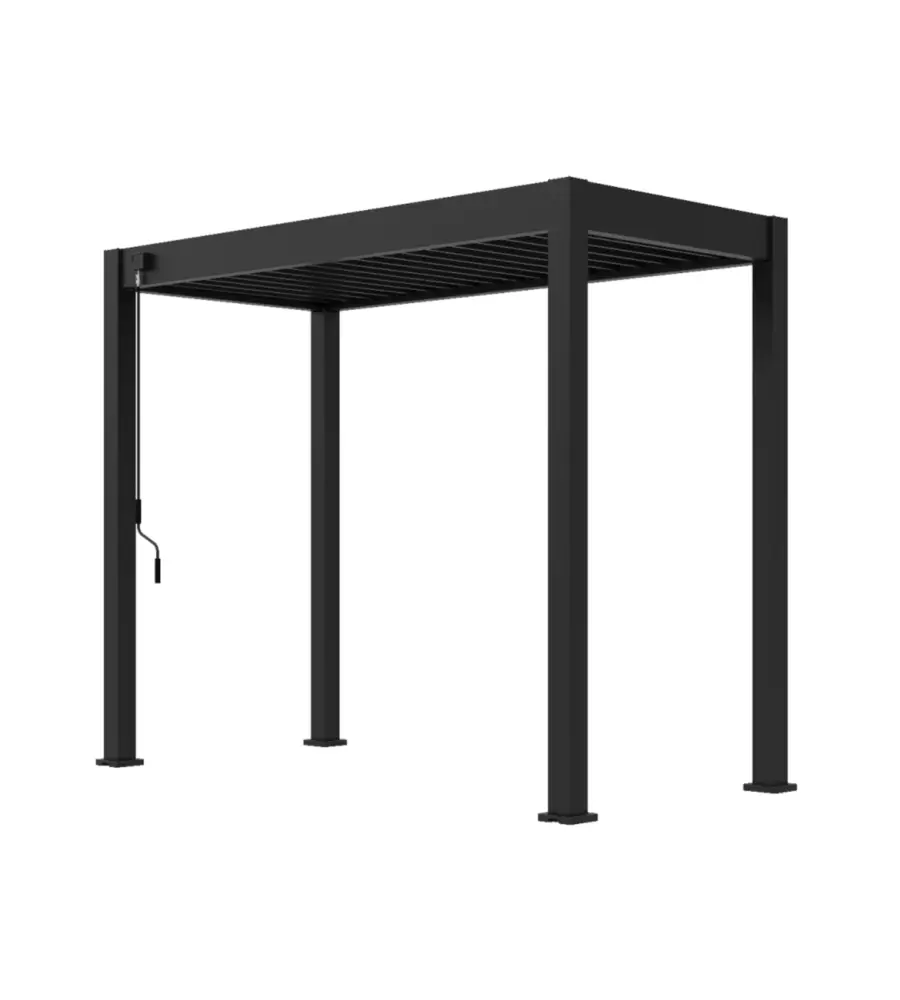 Pergola bioclimatica ombréa "bbq" in alluminio antracite 302,3x146,8x255,8 cm