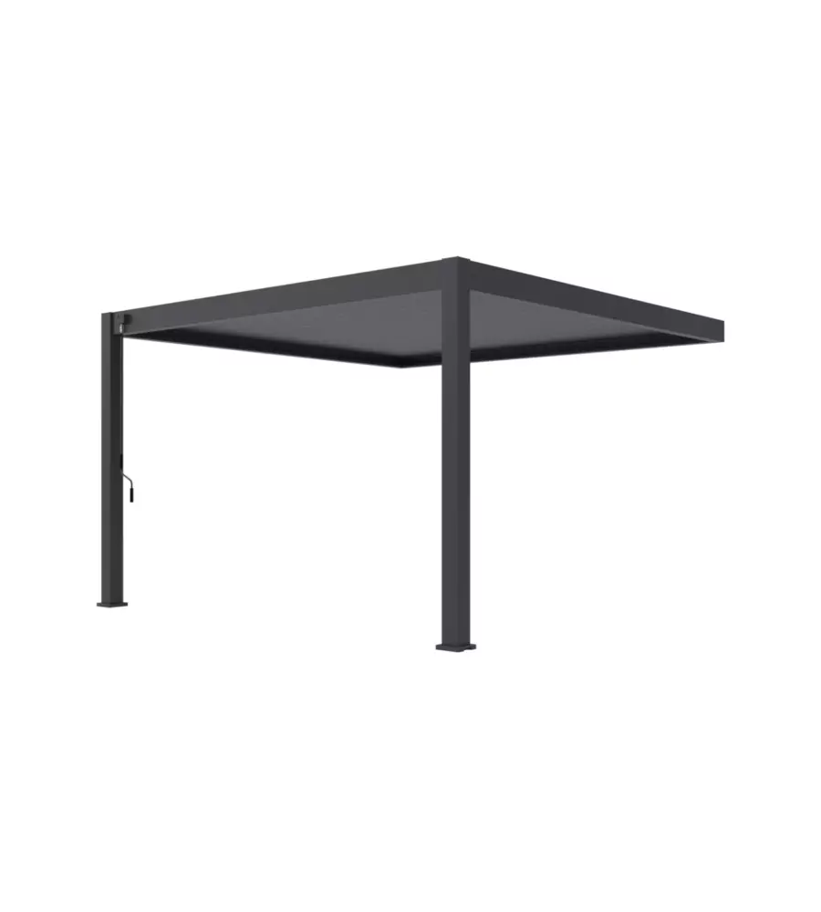 Pergola bioclimatica addossata ombréa "vs" in alluminio bianco e antracite 399x399x255,8 cm