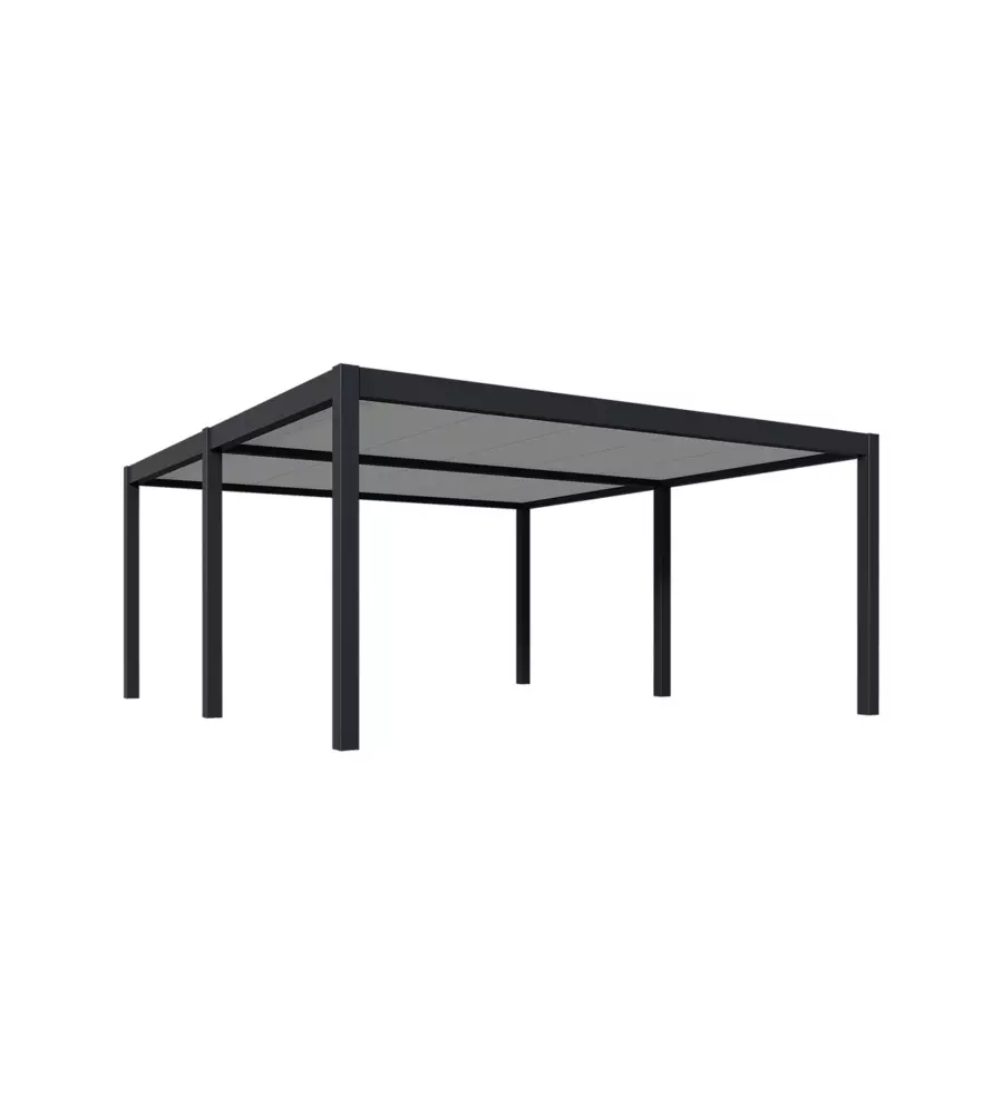 Tettoia auto doppia ombréa in alluminio antracite 600x507,5x255 cm