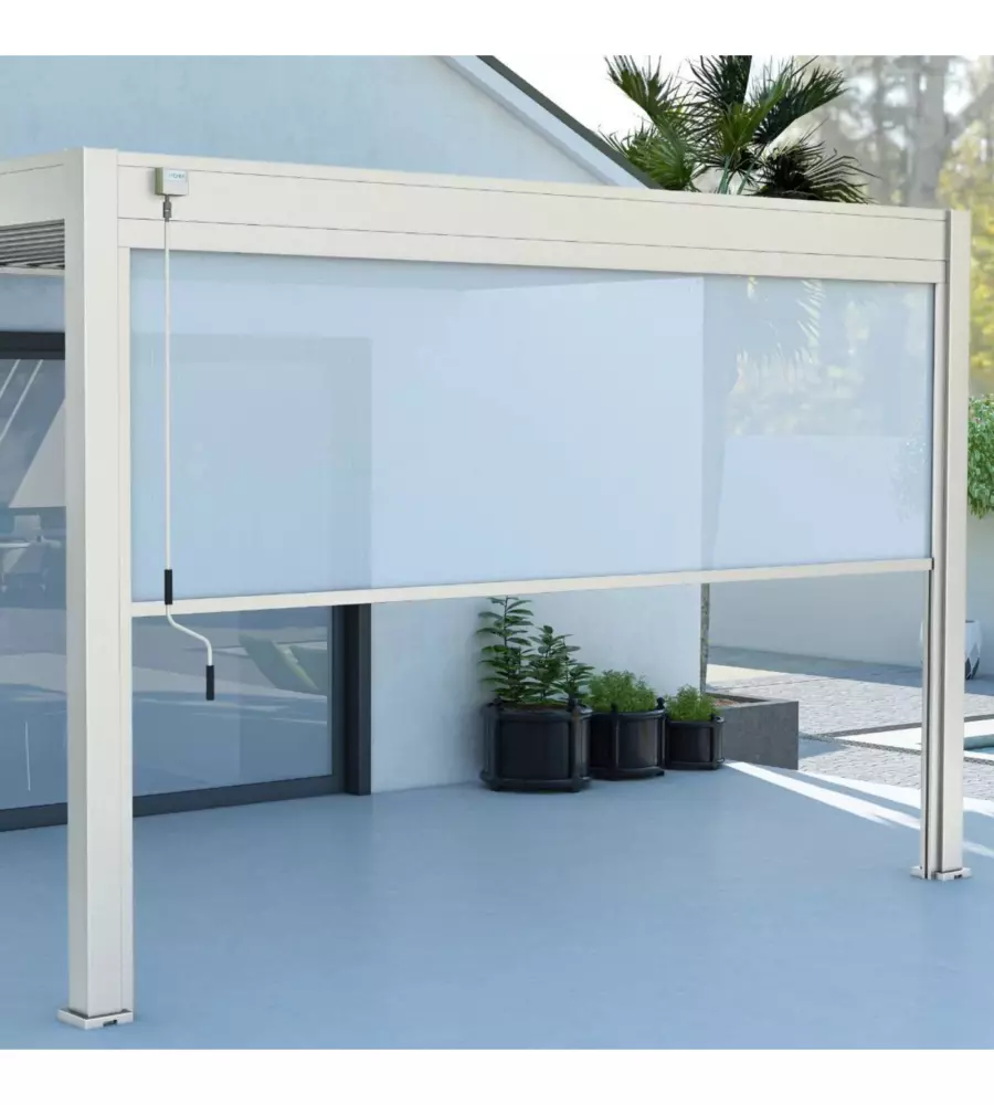 Tenda laterale per pergola ombréa "vs" in textilene bianco lato 4 mt