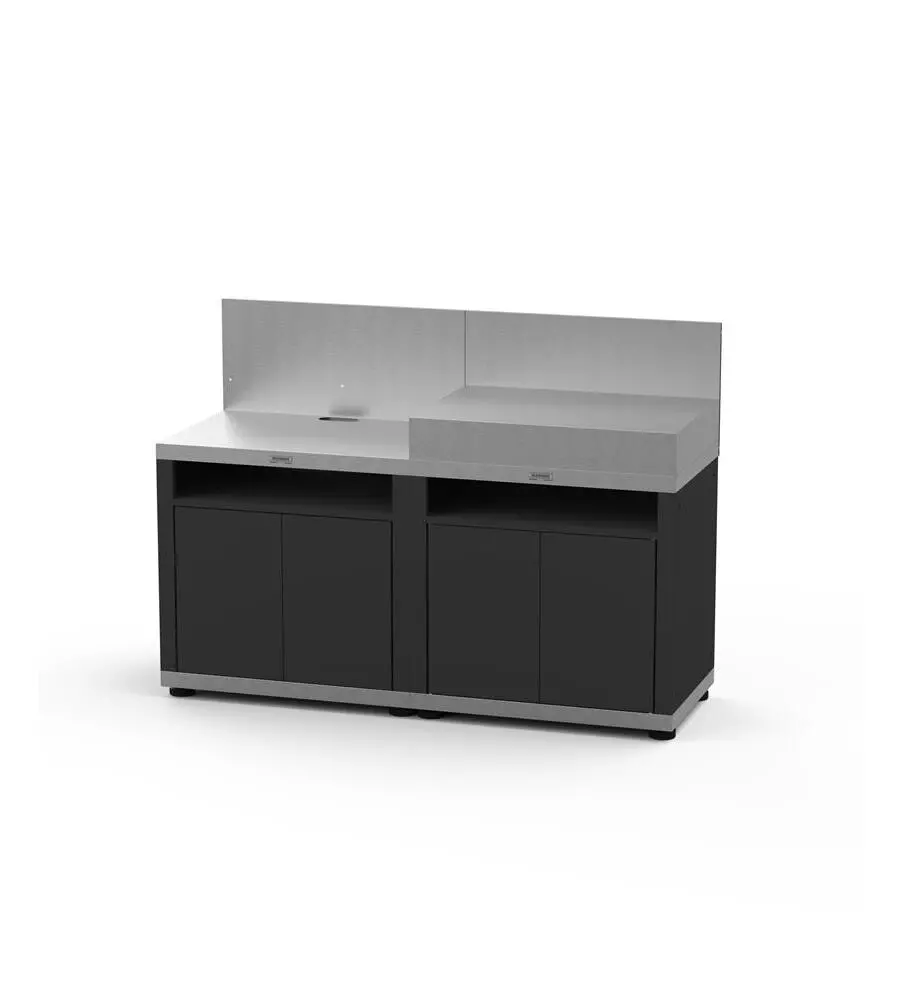 Cucina da esterno modulare le marquier in acciaio nero e grigio 160x55x115 cm