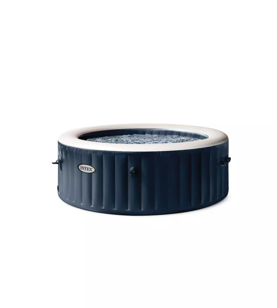 Piscina idromassaggio gonfiabile intex "purespa bubble massage" con telo base, telo di copertura, dispenser prodotti chimici, luce led e due poggiatesta 4 perso