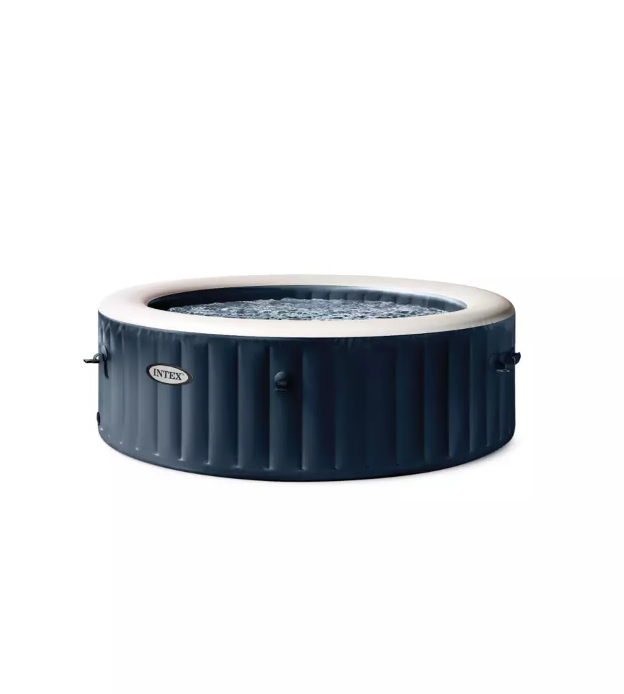 Piscina idromassaggio gonfiabile intex "purespa bubble massage" con telo base, telo di copertura, dispenser prodotti chimici, luce led e due poggiatesta 6 perso