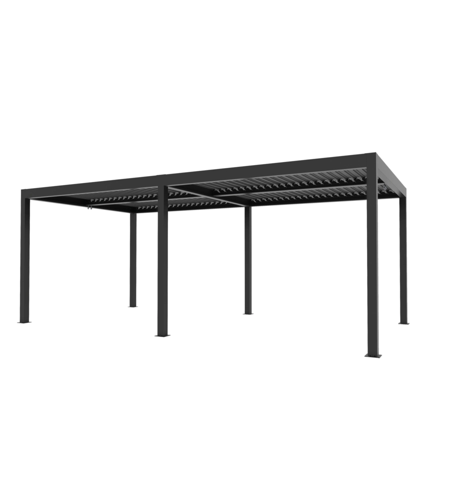 Pergola bioclimatica verdelook "atena new" in alluminio grigio 3x6 m