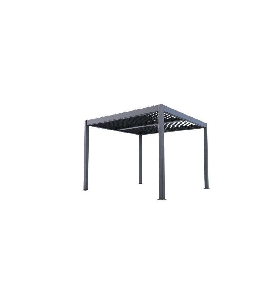 Pergola bioclimatica verdelook "atena new" in alluminio grigio 3x3 m